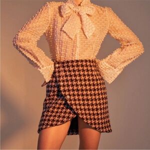 Valentina Shah Sabia Skirt Vintage Houndstooth Skirt